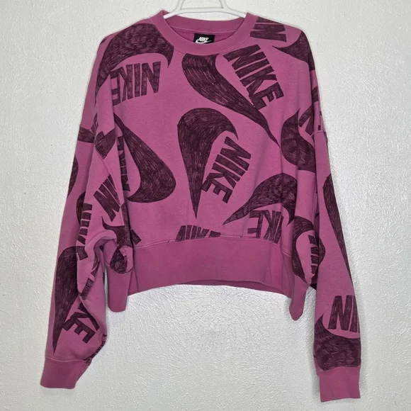 Nike Women's Pink Graphic Crew Neck Sweater - Picture 4 of 14
